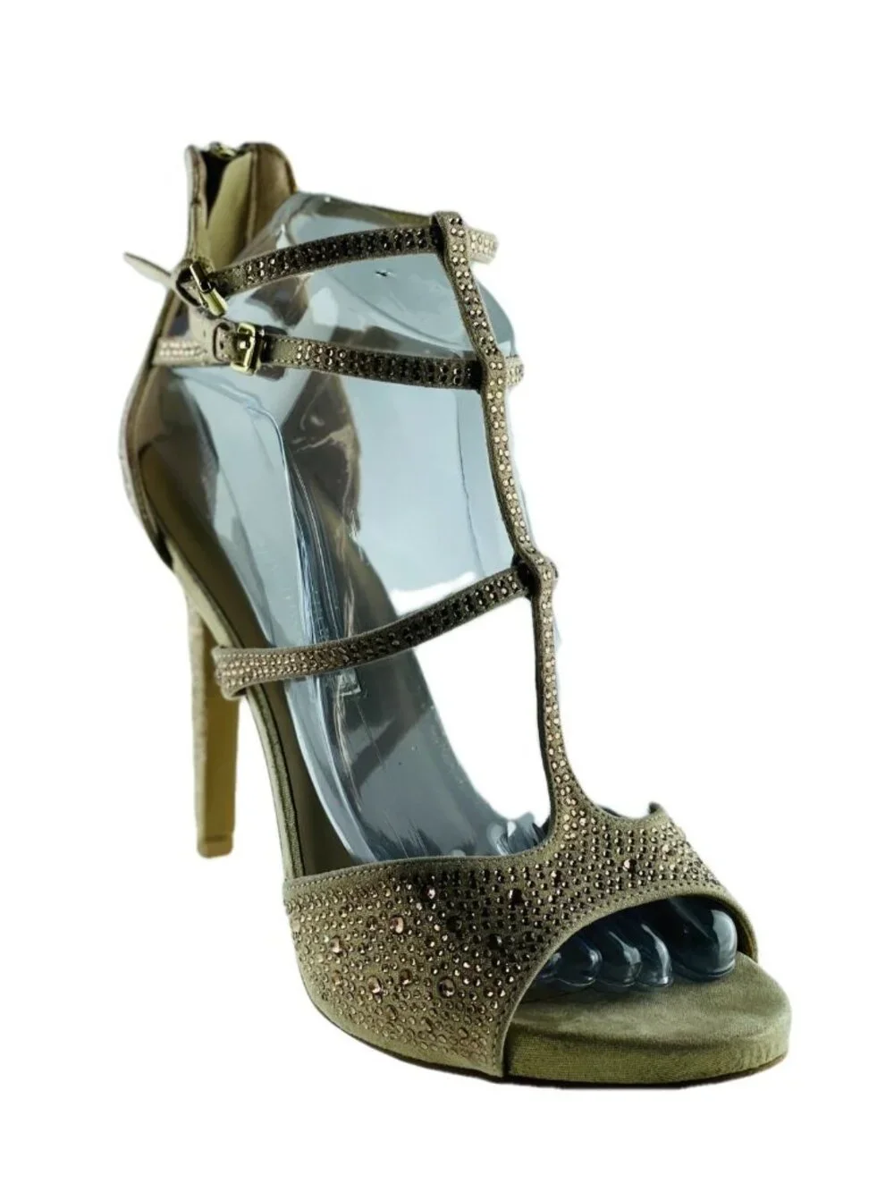 AUDREY BROOKE Gold Rhinestone Strappy Heels 4